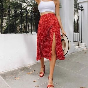 Shein Red Skirt with Slit
